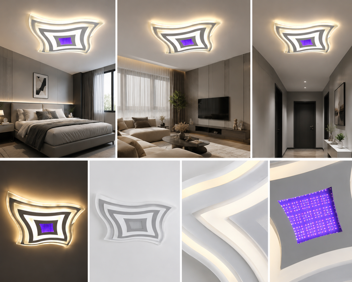 Plafoniera LED, Alba cu Design Ondulat – 300×300 mm, 67W 6038/300D
