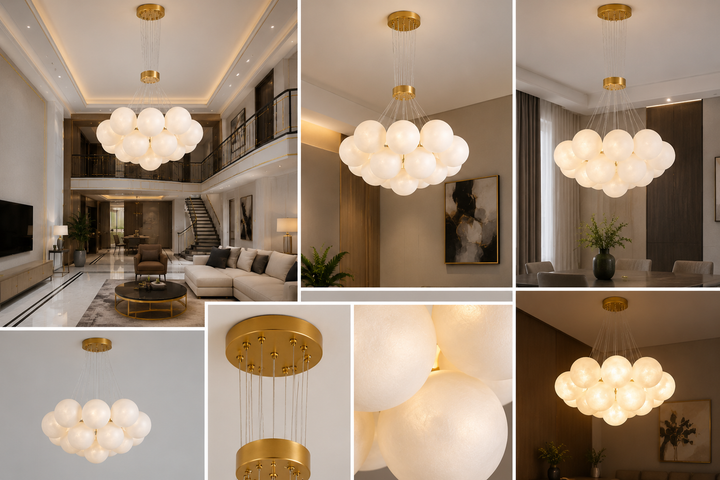Pendul LED cu 14 globuri din sticla mata G9, Ø50 cm, H100 cm – Model 9859/14