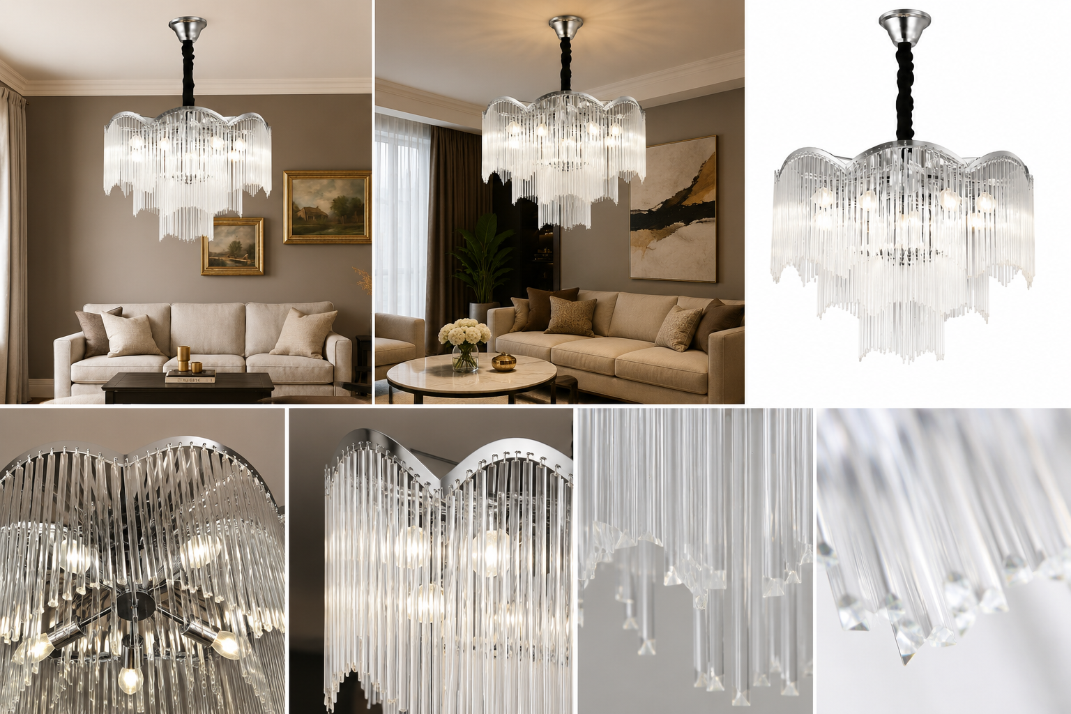 Candelabru elegant Ø600×H450 mm, 10 becuri E14, finisaj cromat – model 5511/600 CH