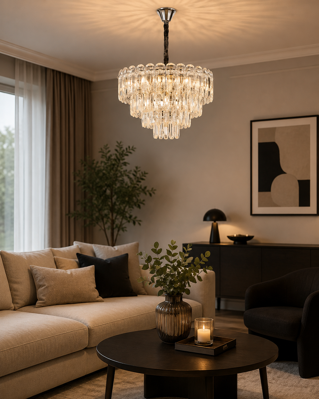 Candelabru auriu 7058-500 GD cu 8 socluri E27, stil decorativ modern