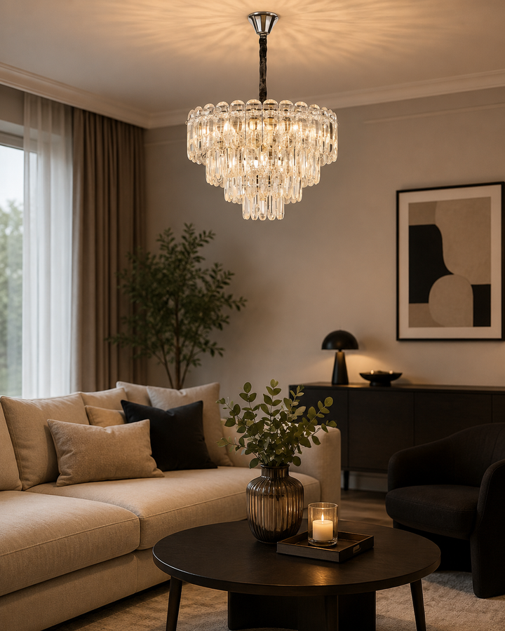 Candelabru auriu 7058-500 GD cu 8 socluri E27, stil decorativ modern