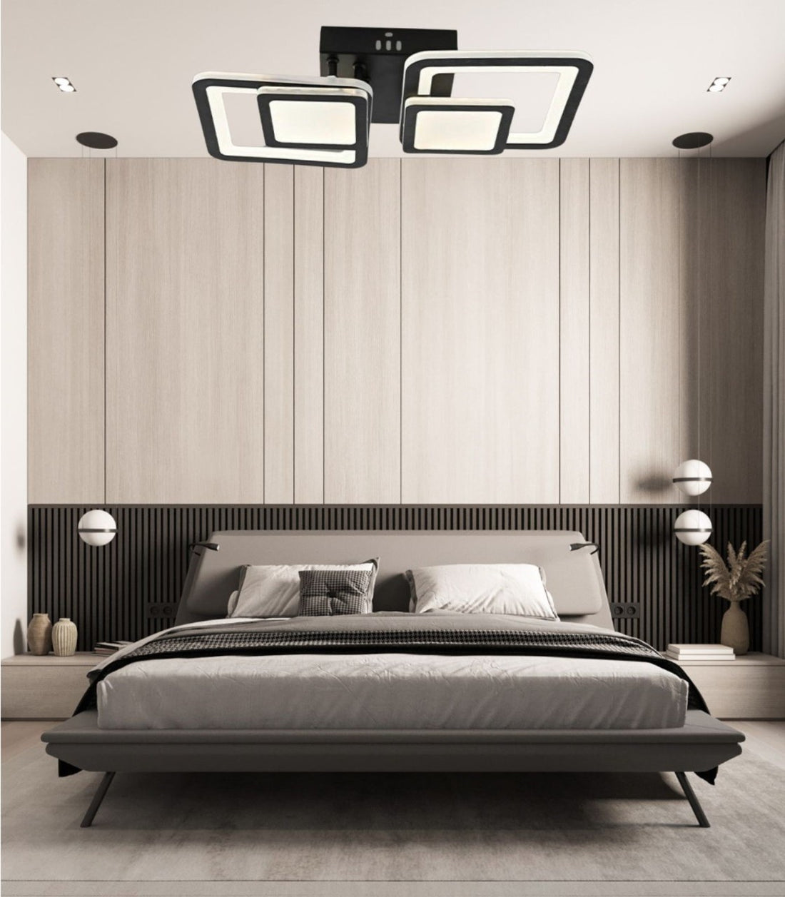Lustra LED 8022/2 BK– Design Modern cu Iluminare Reglabilă și Telecomandă Inclusă