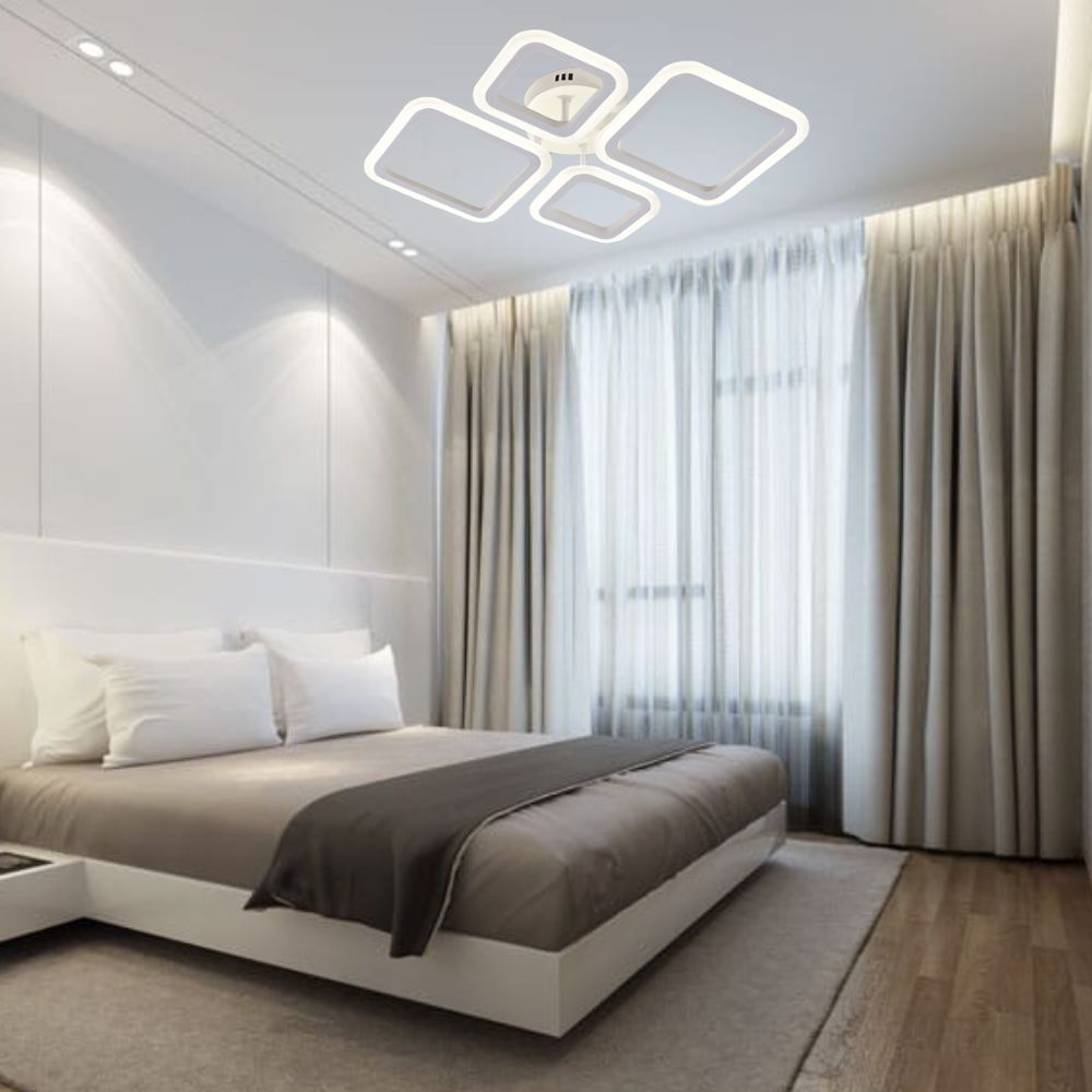 Lustra LED moderna cu telecomanda, 72W, 3000–6500K, 600×435×70 mm – model W8036/2+2WH