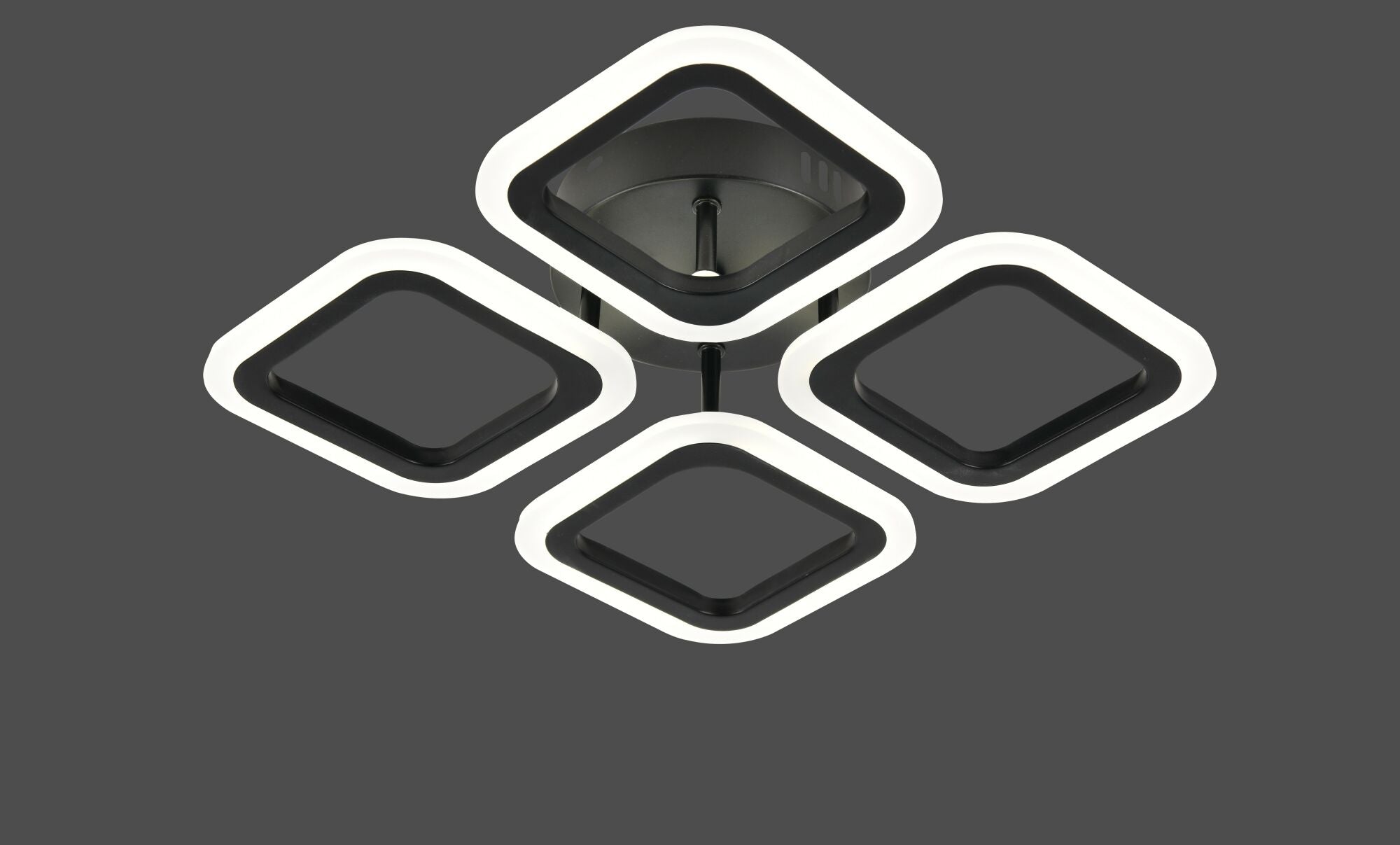 Lustra LED moderna cu telecomanda, 56W, 3000–6500K, 335×335×70 mm – model W8036/4BK