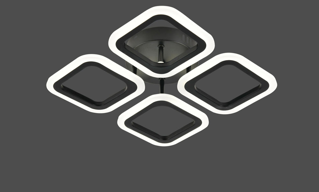 Lustra LED moderna cu telecomanda, 56W, 3000–6500K, 335×335×70 mm – model W8036/4BK