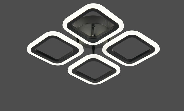 Lustra LED moderna cu telecomanda, 56W, 3000–6500K, 335×335×70 mm – model W8036/4BK