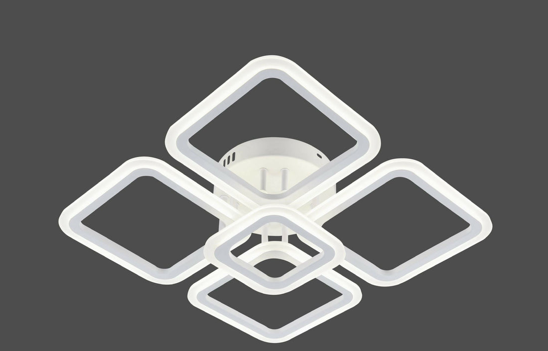 Lustra LED moderna cu telecomanda, 102W, 3000–6500K, 445×445×110 mm – model W8036/4+1WH