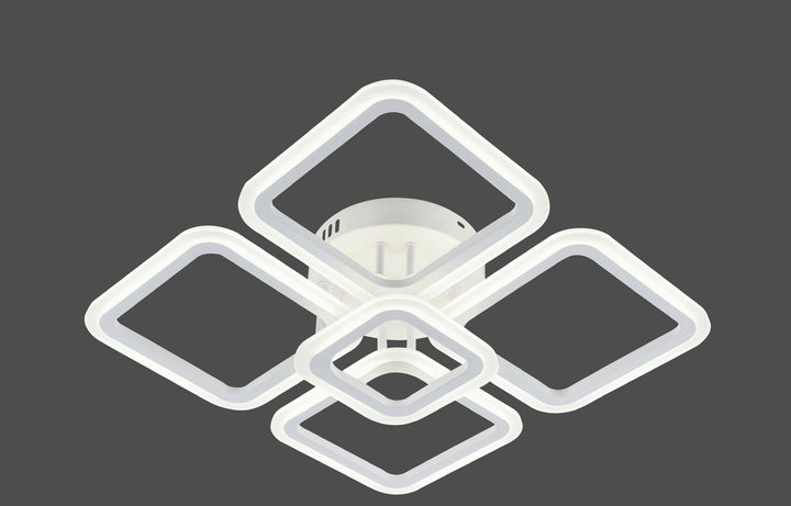 Lustra LED moderna cu telecomanda, 102W, 3000–6500K, 445×445×110 mm – model W8036/4+1WH