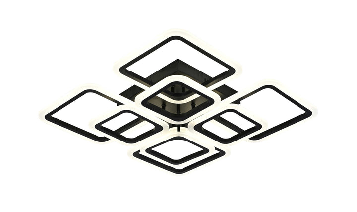 Lustra LED moderna cu telecomanda, 144W, 3000–6500K, 525×525×140 mm – model W8036/4+4BK