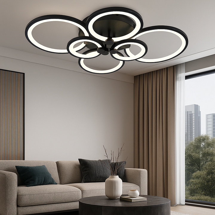 Lustra LED cu telecomanda, Neagra 8067/4+2BK, 188W, 3000–6500K