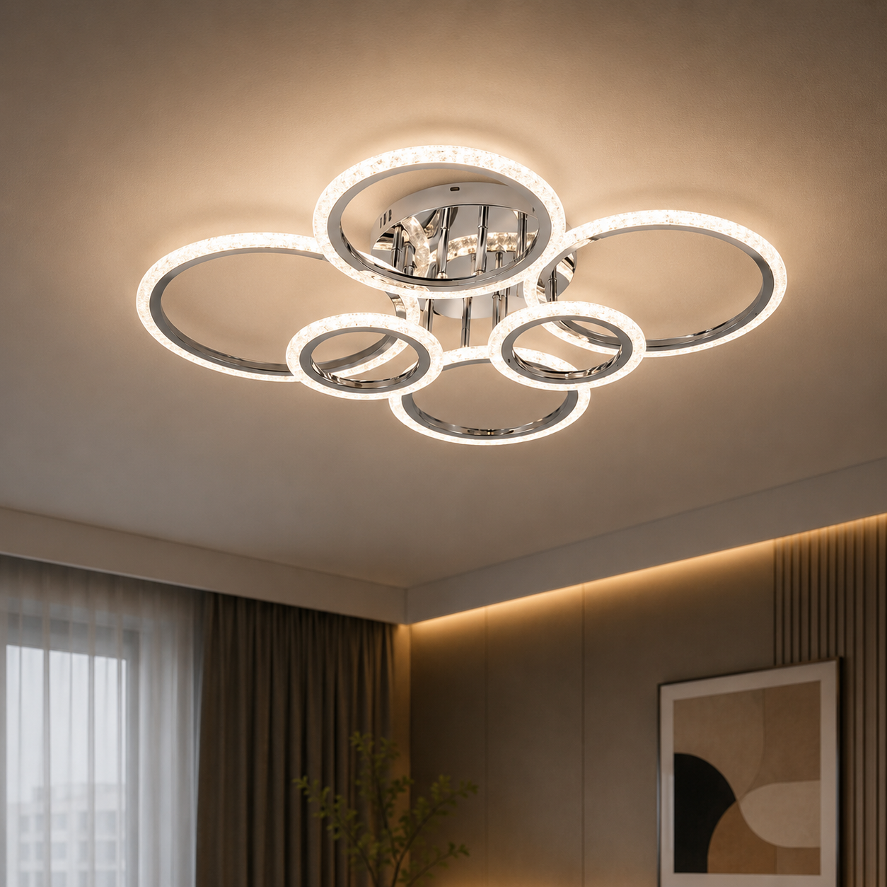 Lustra LED cu telecomanda, model 26056/2+2+2CR