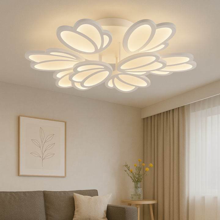 Lustră LED cu telecomandă 8101-6+3 – 198W, Ø720 mm, Design Floral 3D, Lumină Reglabilă 3000K-6500K