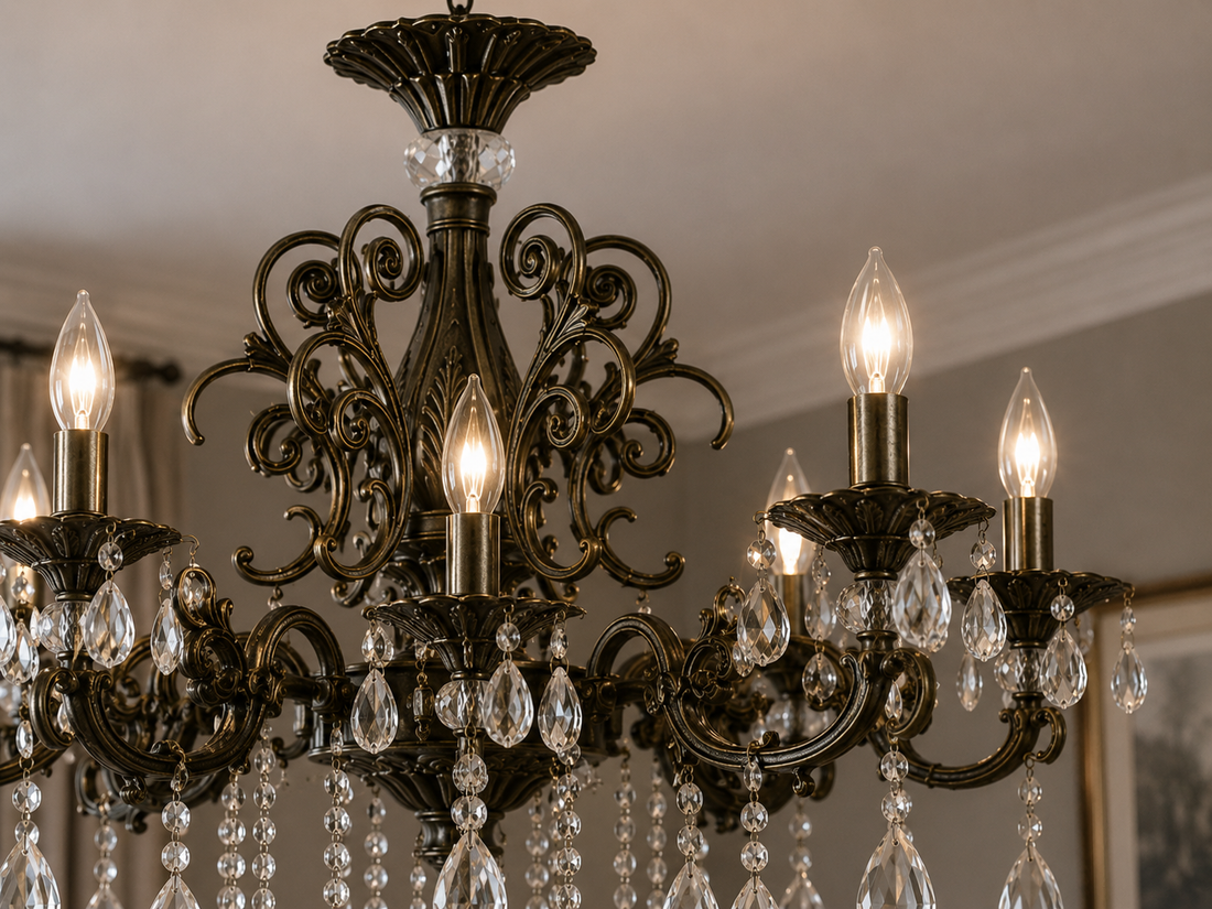 Candelabru Clasic Cu Cristale,8 BRATE,Soclu E14 2260/8