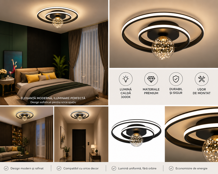 Lustra LED L7677/450 – 96W, Design Modern, cu Telecomandă și Lumină Reglabilă