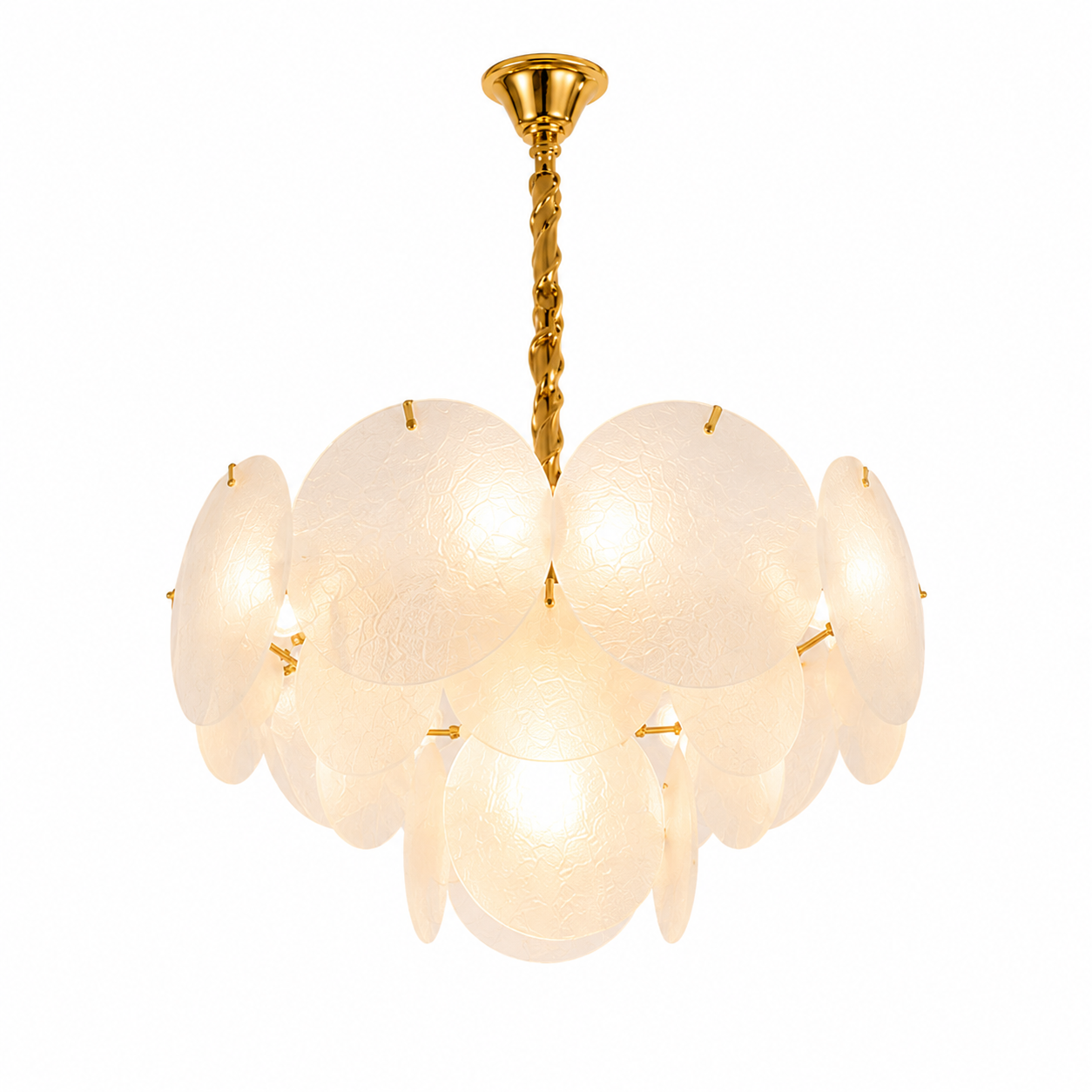 Candelabru modern cu abajururi din sticlă mata, 5 becuri E27, Ø40 cm, H25 cm, model 5867/400 TB