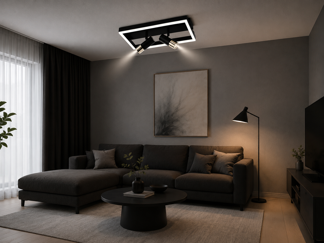 Lustra LED 41cm 62W Negru+Auriu cu 3 Elemente și Telecomandă – Model 9347/3BK+FG