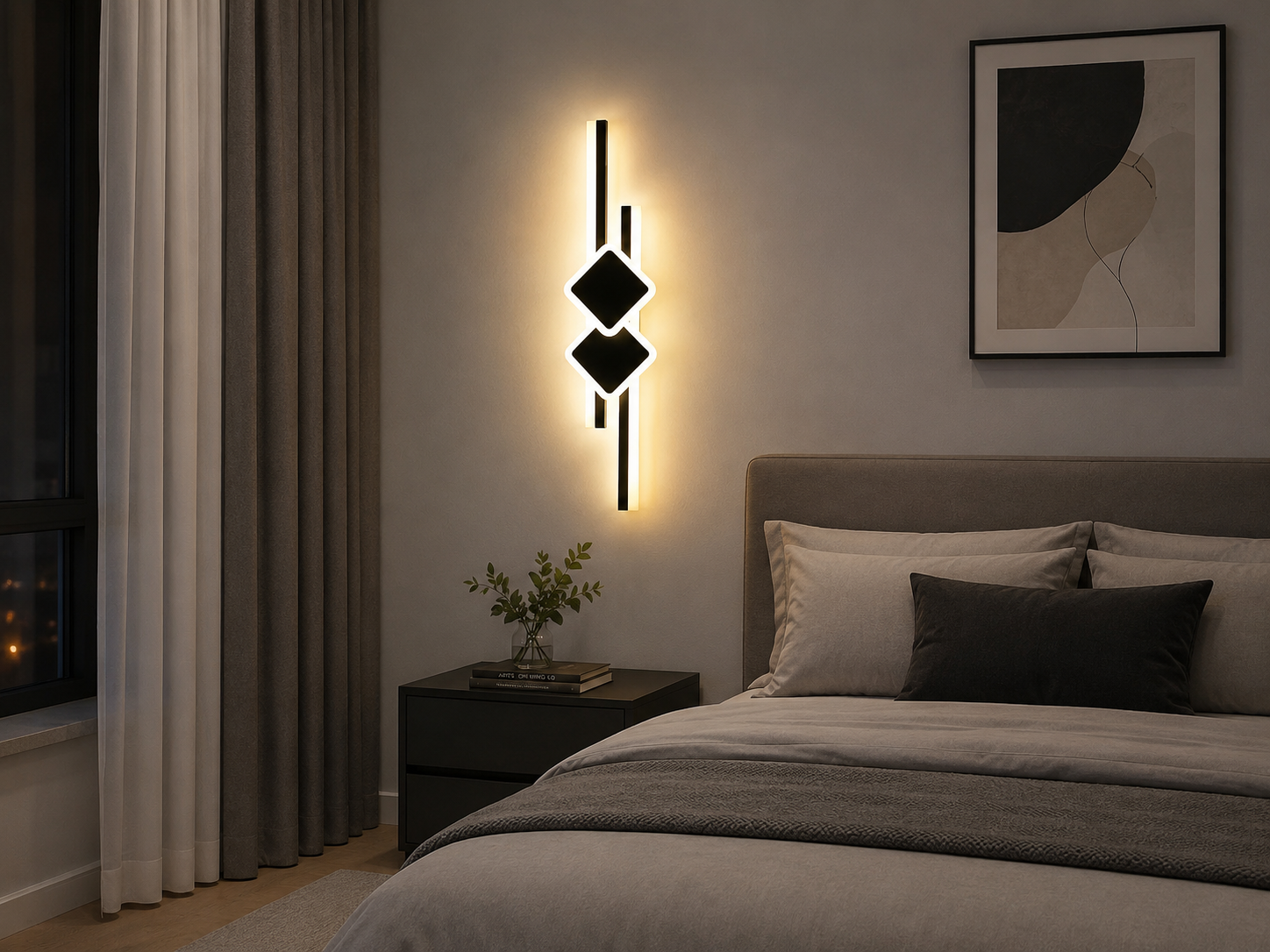 Aplica LED 2x32W, montaj pe perete, 650x150 mm, temperatură de culoare 3000–6500K – model 9724/650BK