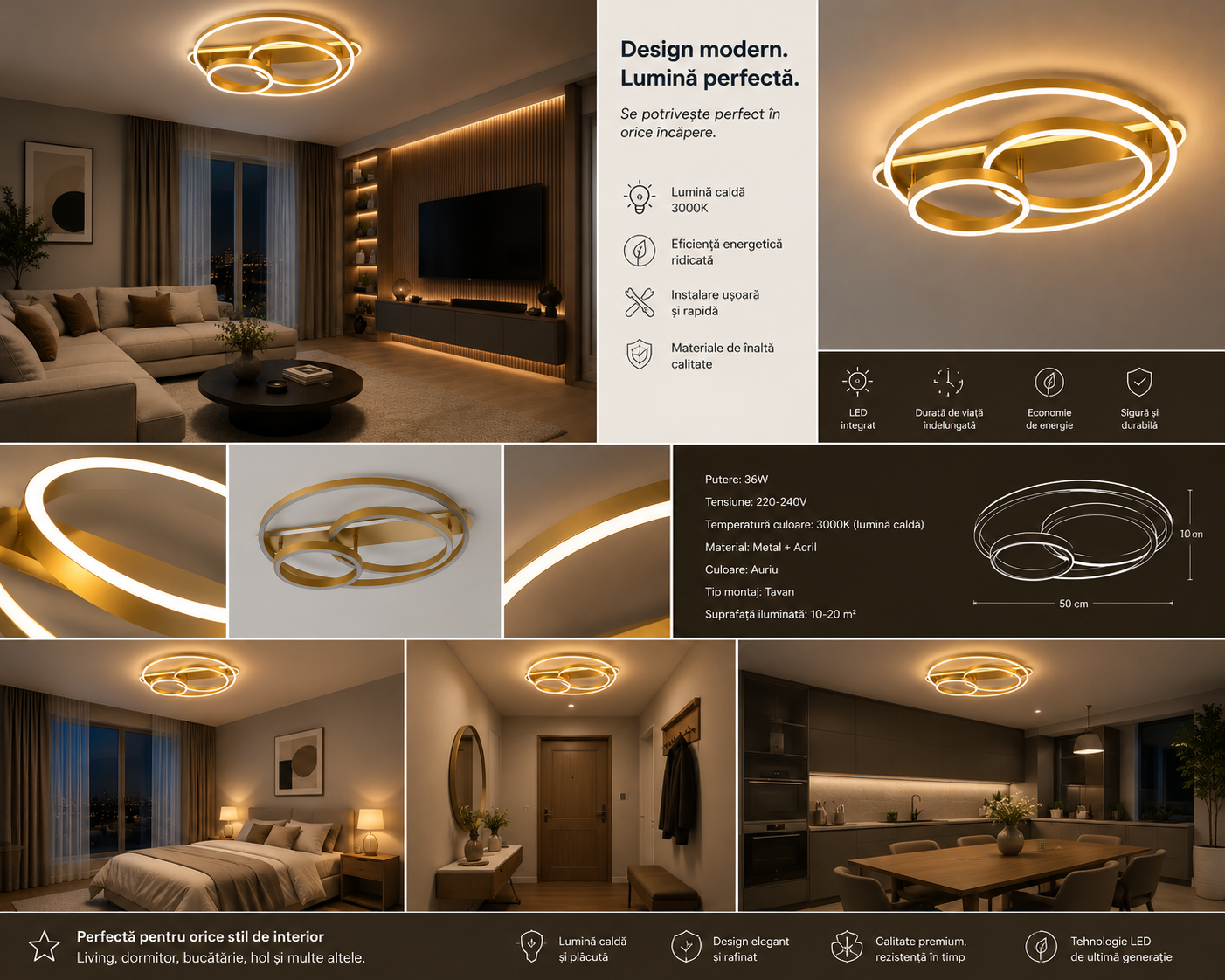 Lustra Led cu Telecomanda 200+300+500mm 73056/200+300+500mm 73056/200+300+500