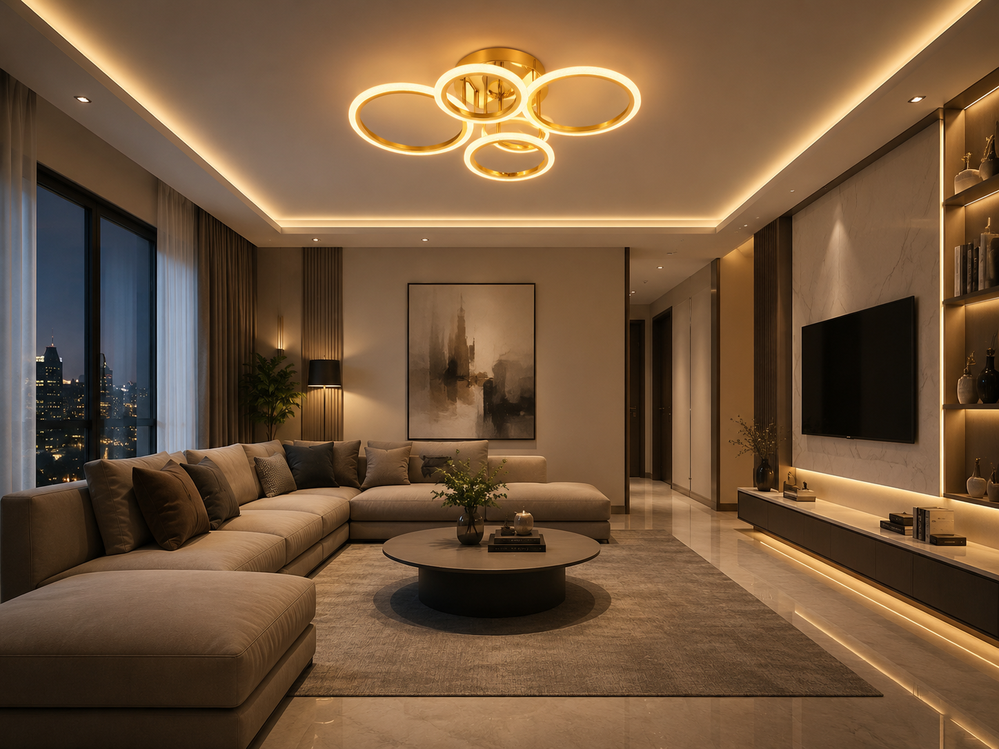 Lustra LED cu telecomandă, Model 26056/2+2+2FGD