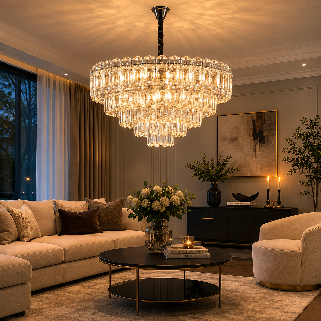 Candelabru auriu 7058-600 GD cu 10 socluri E27, design elegant pentru iluminat decorativ