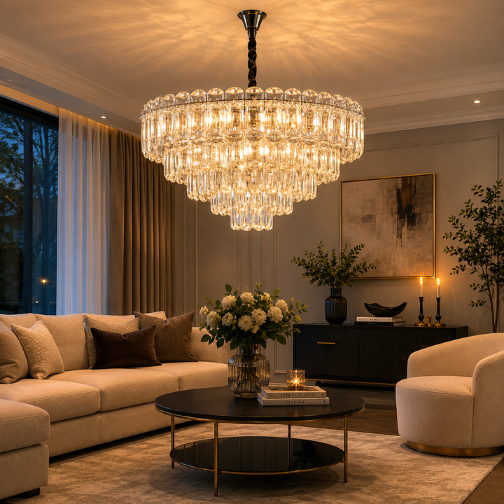 Candelabru auriu 7058-600 GD cu 10 socluri E27, design elegant pentru iluminat decorativ