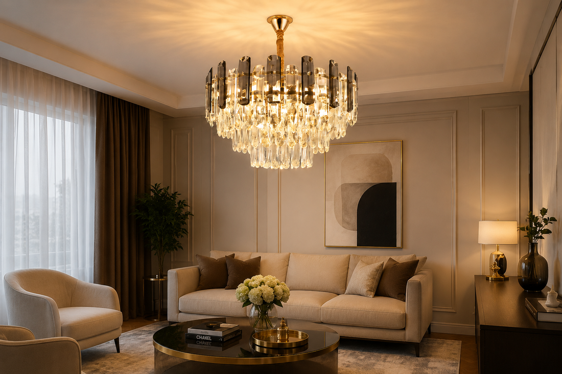 Candelabru cu cristale Ø500 mm, 8xE27, temperatură 2800–6500K – model 9029/500
