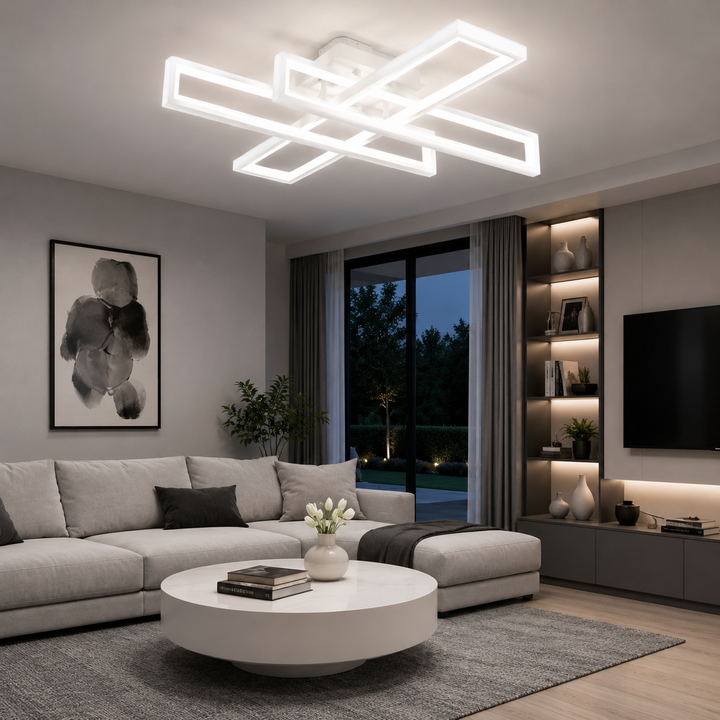 Lustra LED cu telecomanda, 164W, 3000-6500K, Telecomanda Inclusa, Alb, Model L77283/3
