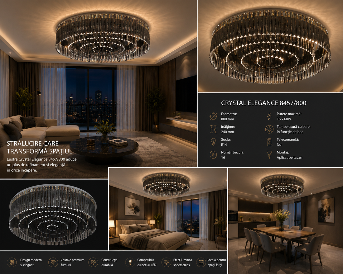 Lustra Crystal Premium 8457/800 – Eleganță Modernă și Iluminare Impresionantă