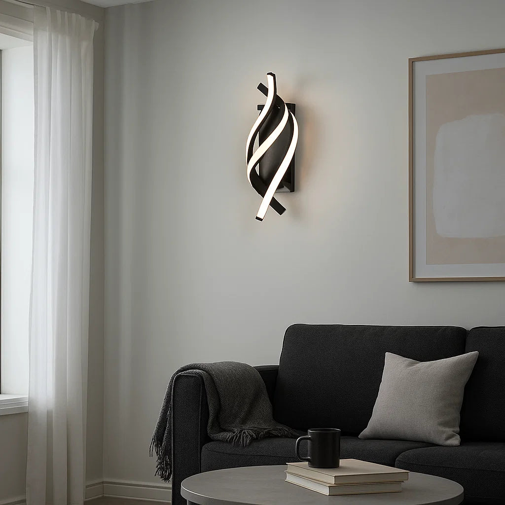 Aplica LED Twist Negru 38W – SX8609 BK | Design Sculptural Modern