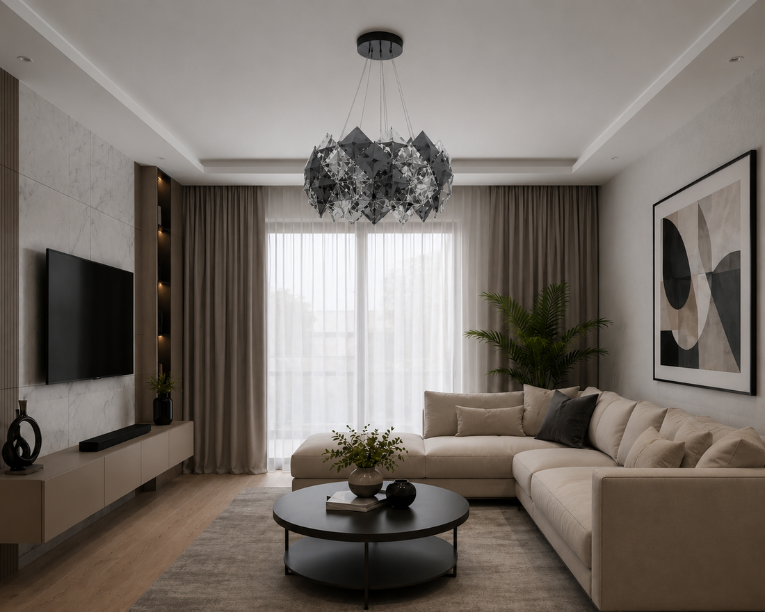 Candelabru modern cu 6 becuri E27 – Model 89005/500CR, Ø500 mm, finisaj crom lucios