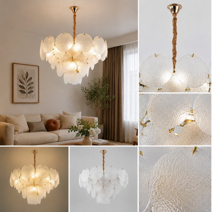 Candelabru modern cu sticla mata, 15 becuri E27, Ø75 cm, H42 cm, model 5867/750 TB