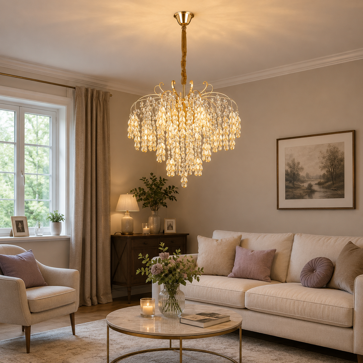 Candelabru elegant cu aspect de frunze, Ø470×H420 mm, E27 max 60W×5, 98195/5