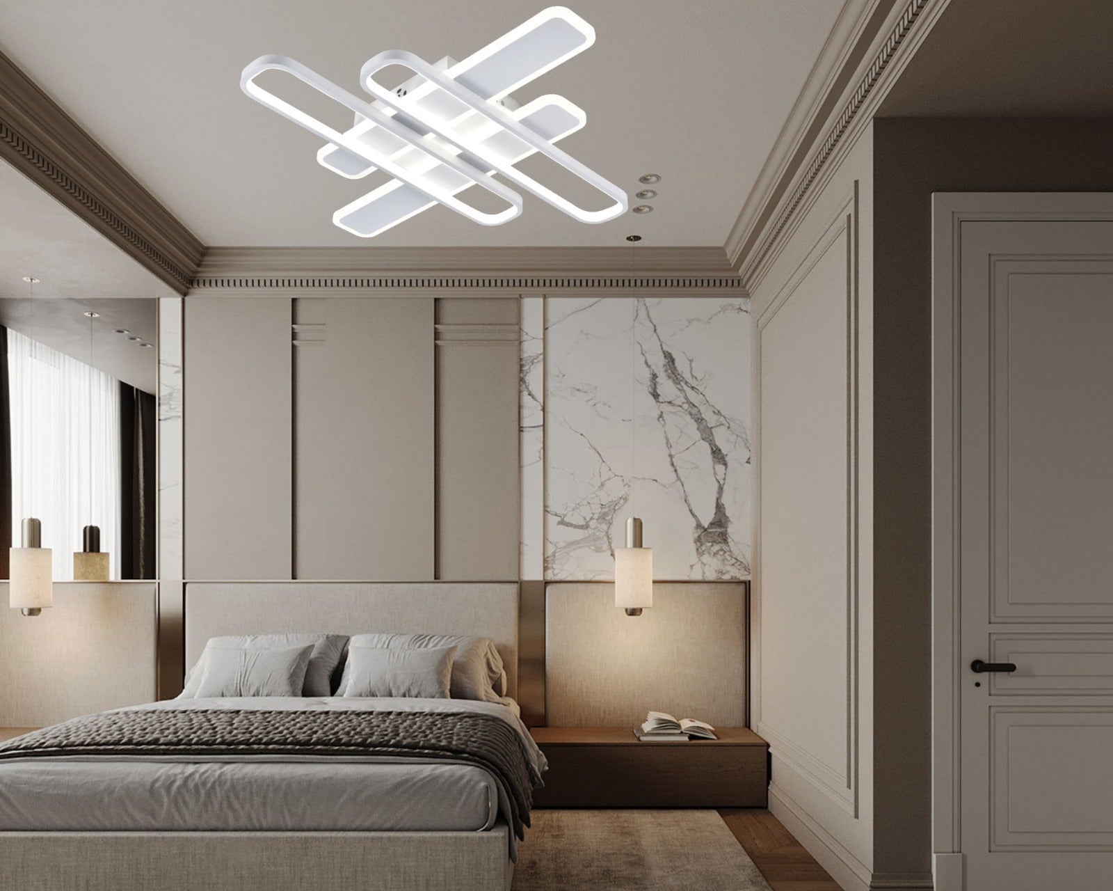 Lustra LED pătrata cu telecomanda, 128 W, 560×560 mm, temperatură reglabilă 2800–6500 K – model SX8753/4S