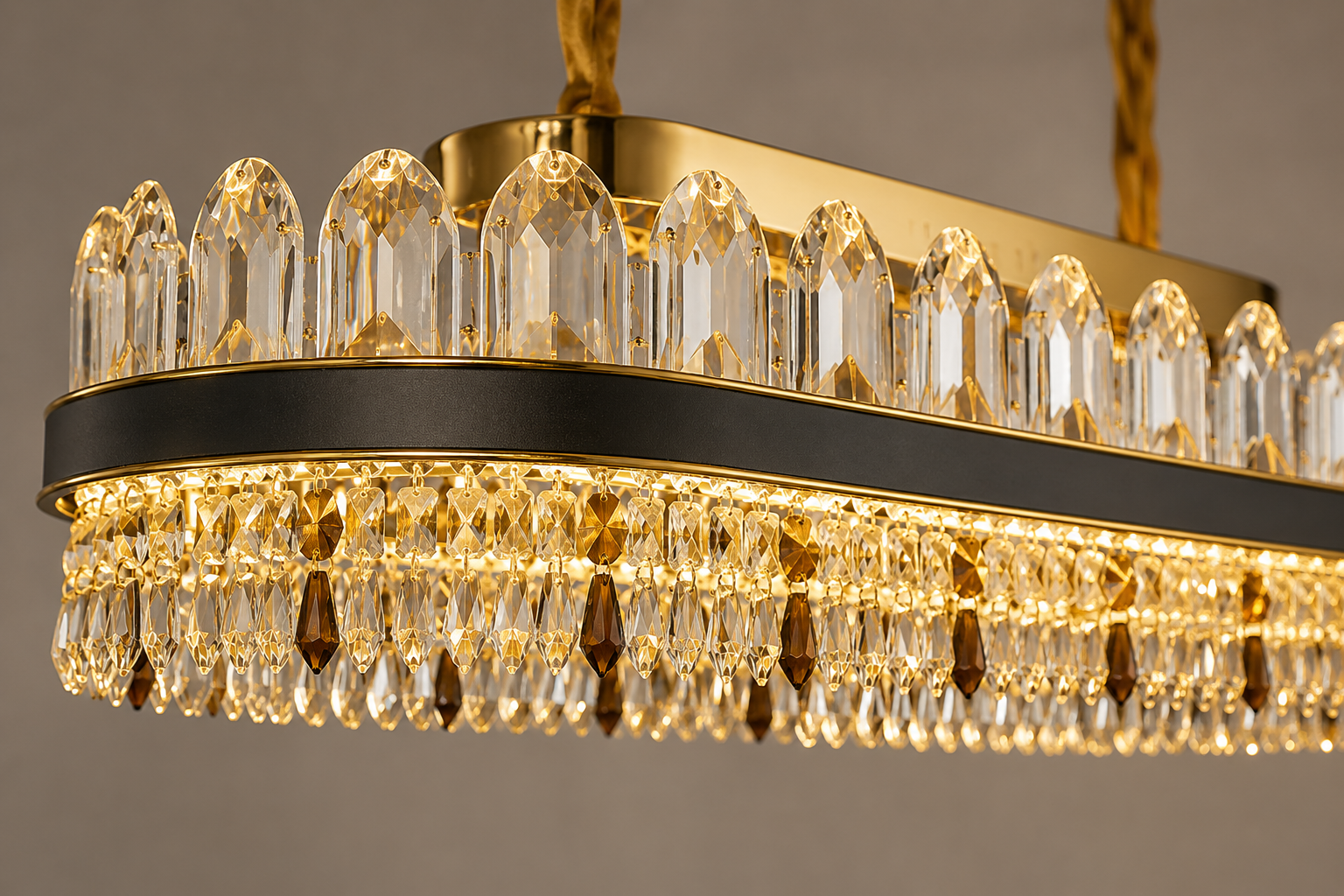 Candelabru LED Cristal Luxury Oval Gold 8651, 140W, L800×300 mm, lumină rece 8651/800x300