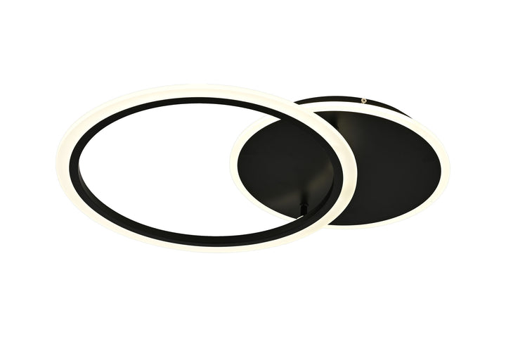 Lustra led LED cu cercuri, model 8888/2BK , Negru, telecomandă, 66W