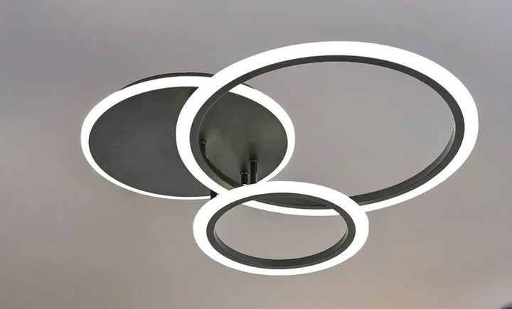 LUSTRA LED CU TELECOMANDA, MODEL 8888/3 – NEGRU 3 CERCURI, 98W