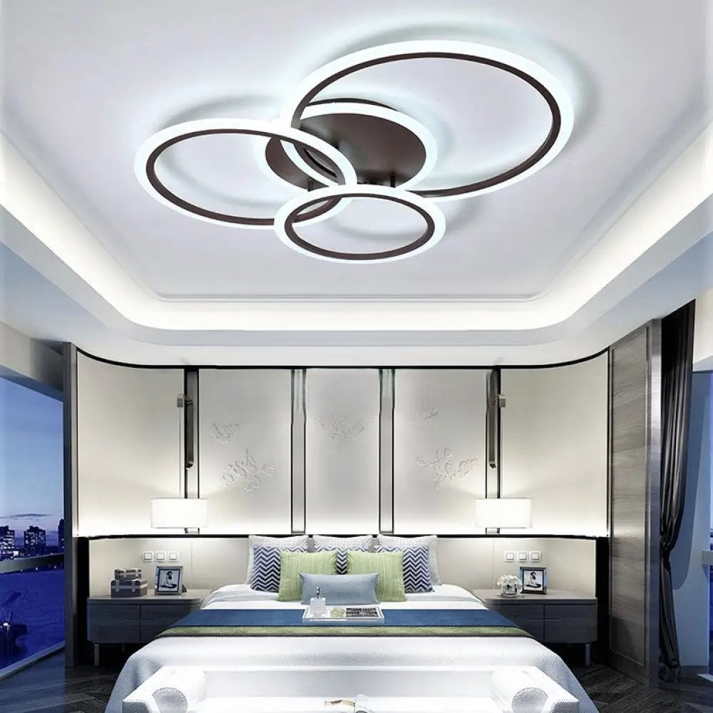 LUSTRA LED CU TELECOMANDA, MODEL 8888/4 – 4 INELE, 128W, NEGRU