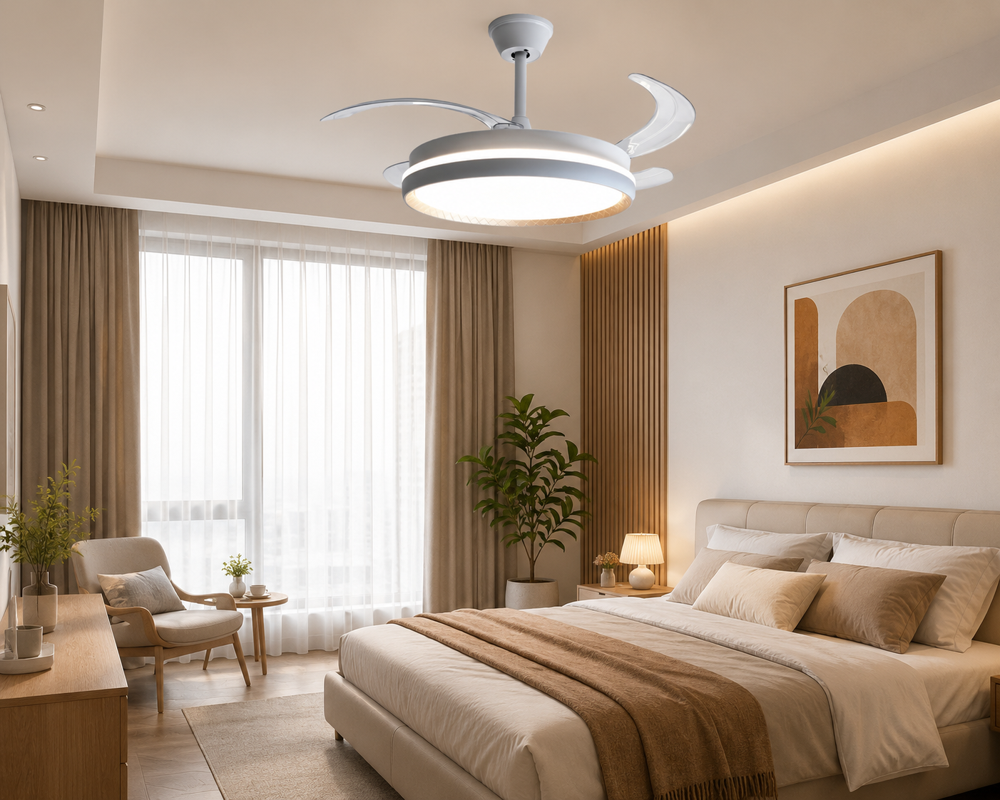 Ventilator de tavan cu LED 96W și telecomandă –  A111L