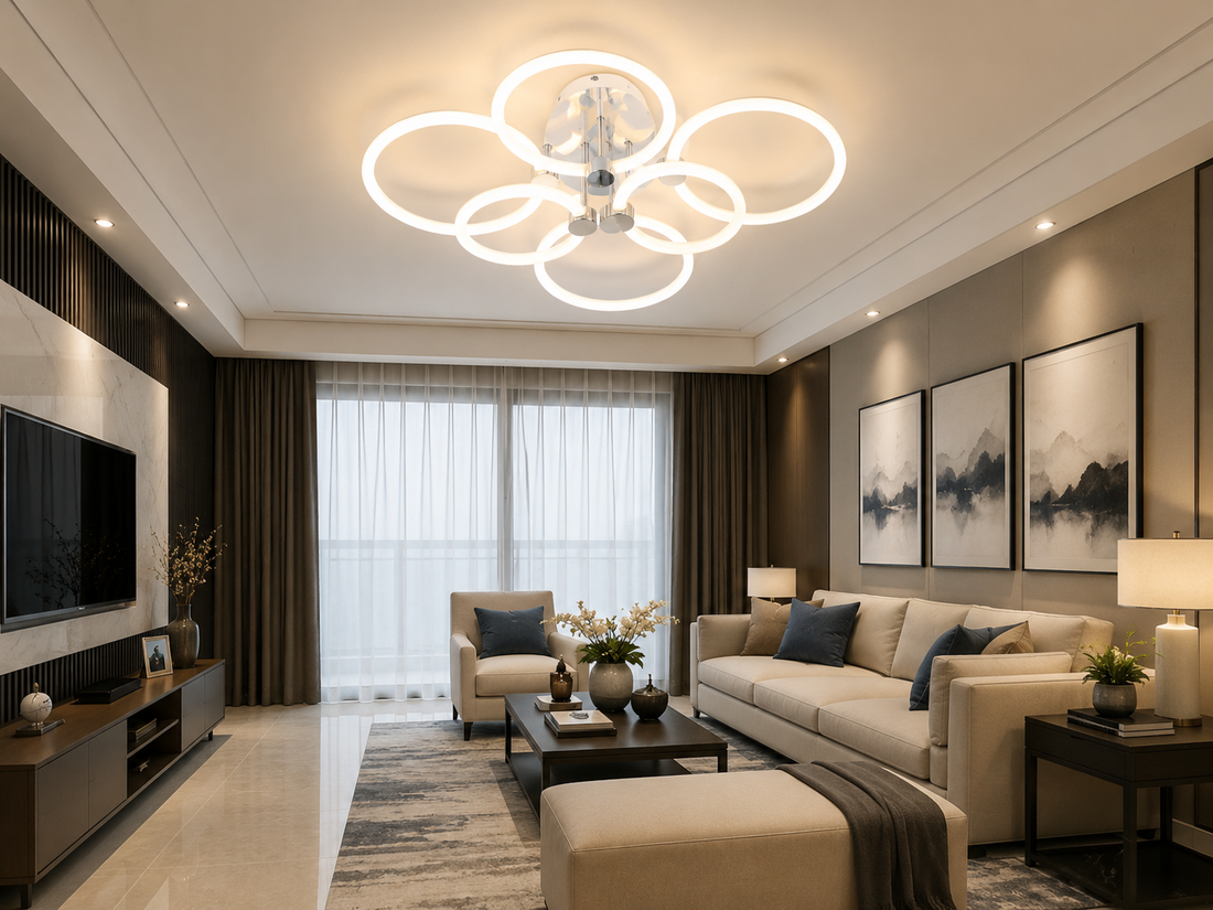 Lustră LED cu design modern și 6 elemente luminoase – Model 26055/4+2 WH+CR