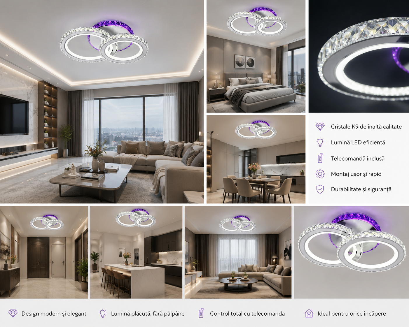 LUSTRA LED 60W,CU TELECOMANDA,300x400MM,LUMINA REGLABILA 3000-6500-MODEL 19373/2WH