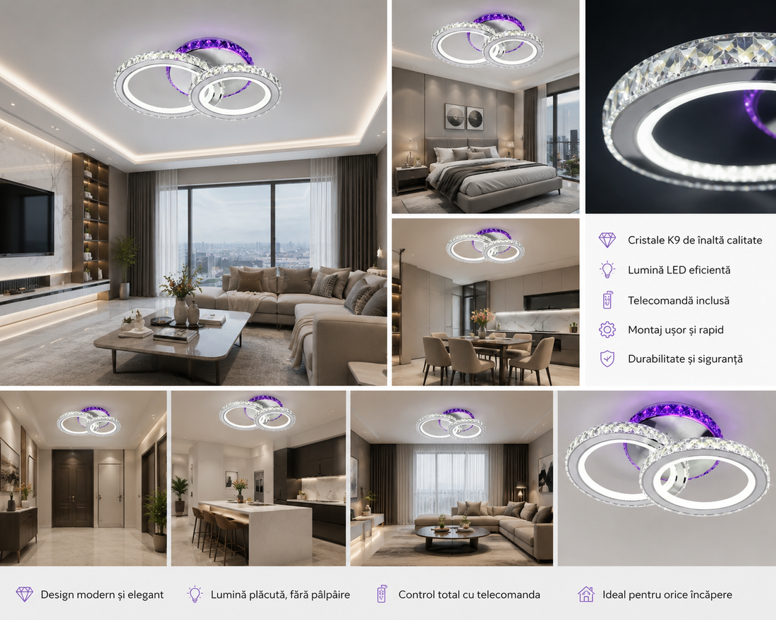 LUSTRA LED 60W,CU TELECOMANDA,300x400MM,LUMINA REGLABILA 3000-6500-MODEL 19373/2WH