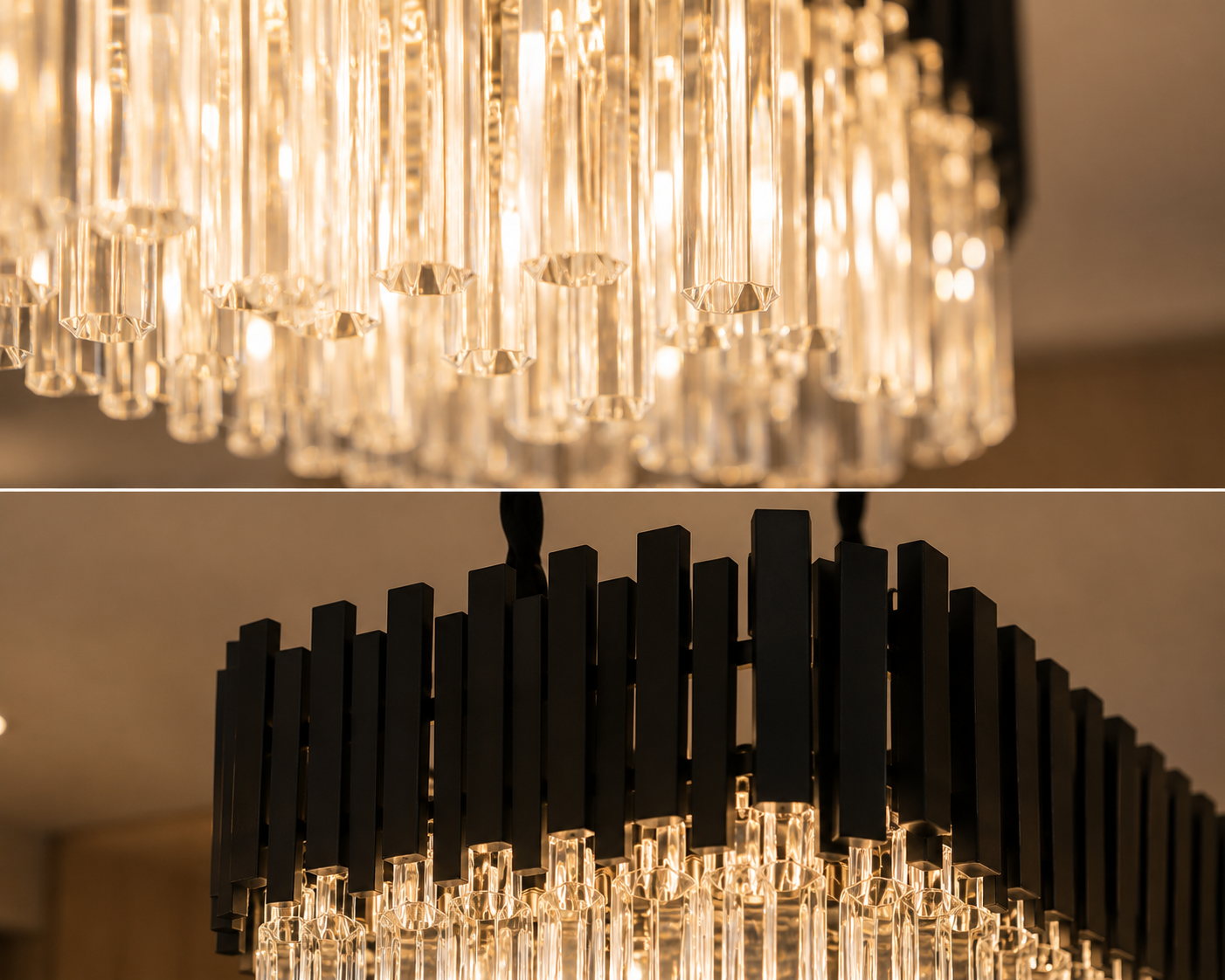 CANDELABRU NEGRU CU CRISTALE, 8×E27, 3211/800+300 CM, DESIGN ELEGANT
