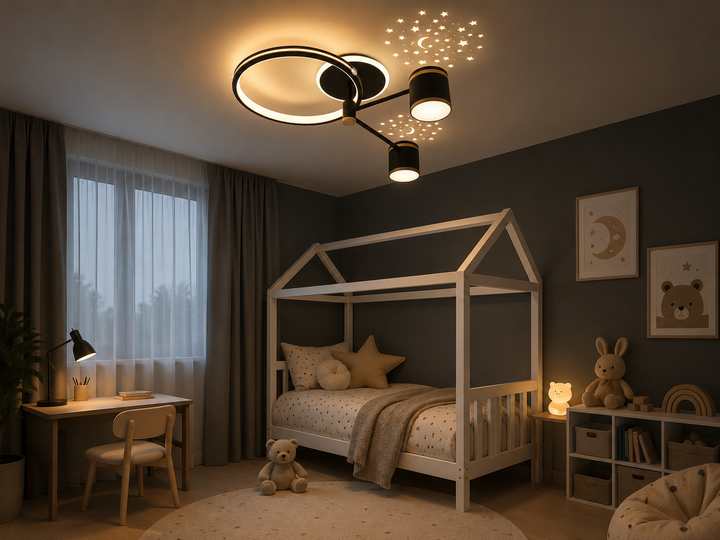 Lustră LED 50cm 80W Modernă cu 3 Tipuri de Lumină și Telecomandă – Model 9232/4