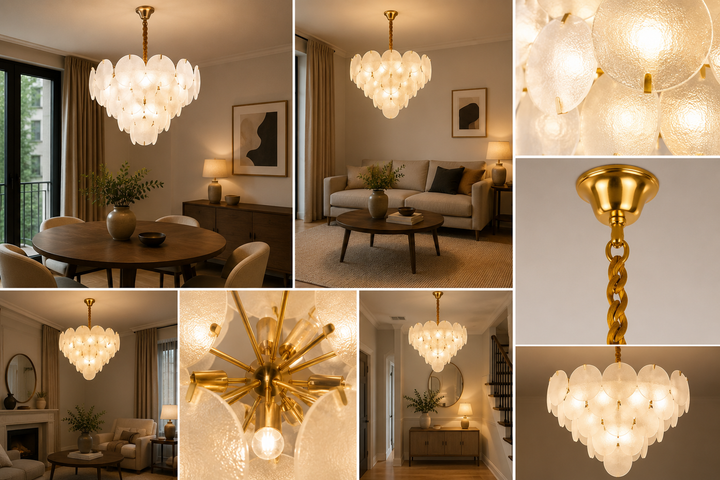 Candelabru modern cu sticla mata, 15 becuri E27, Ø75 cm, H42 cm, model 5867/750 TB