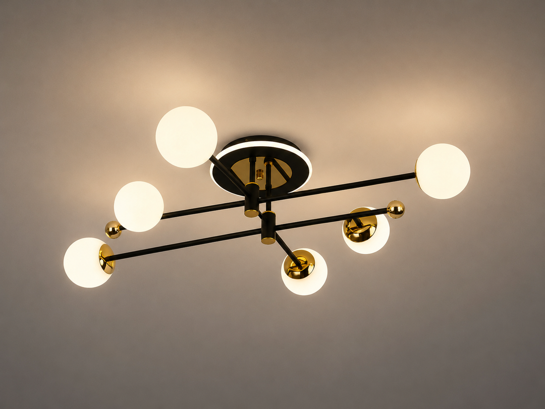 Lustră LED modernă negru & auriu 78W, lumina reglabilă – 73043/6BK+FGD
