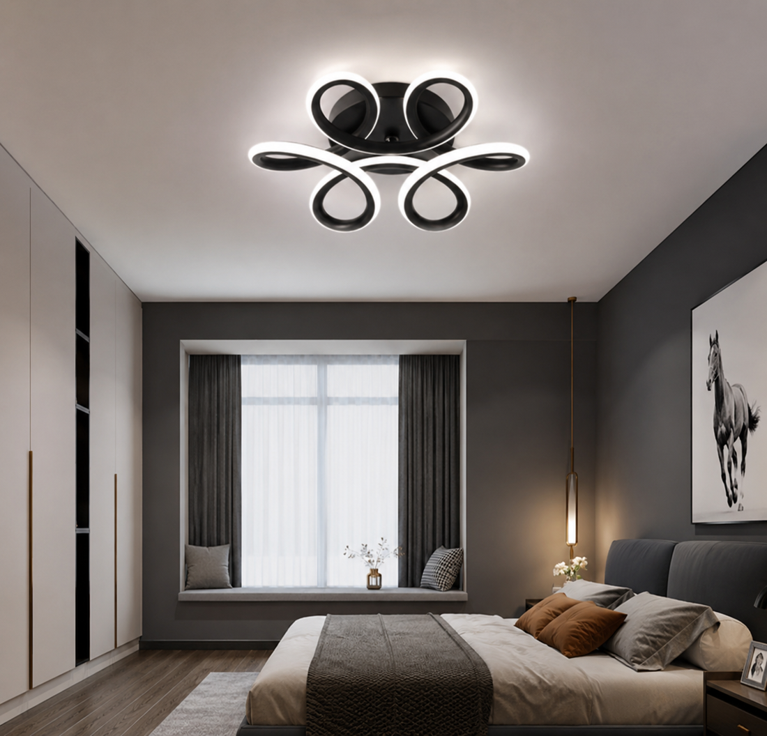 Aplica LED Neagră SX7137 BK, 56W, 2800–6500K, 24x24cm