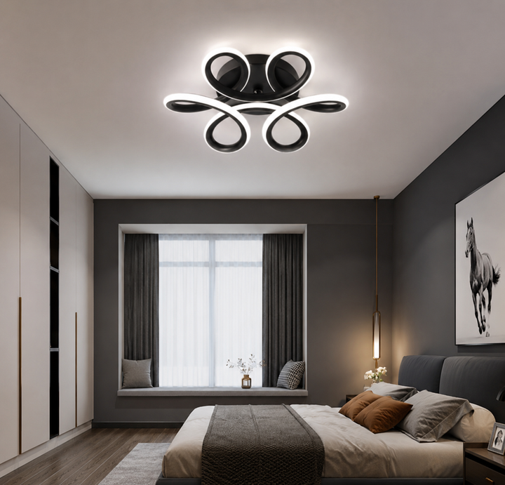 Aplica LED Neagră SX7137 BK, 56W, 2800–6500K, 24x24cm