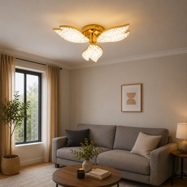 Lustra LED moderna cu 3 aripi acrilice, 60W, dimabilă cu telecomandă, Ø54 cm, model 9141/3 FGD