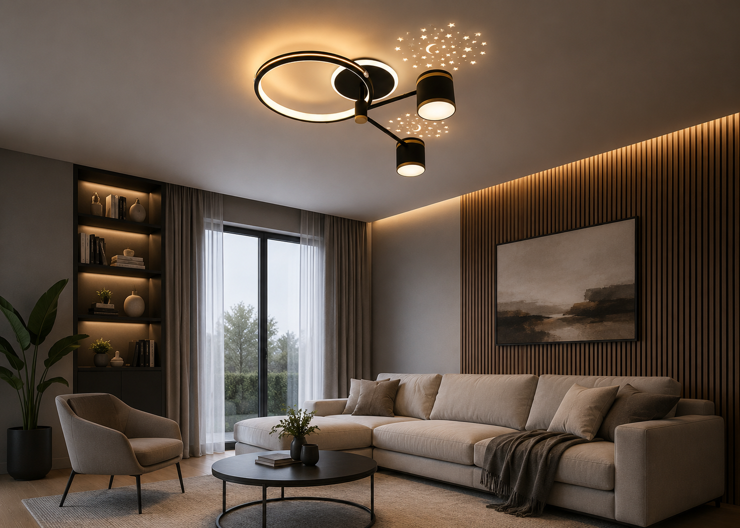 Lustră LED 50cm 80W Modernă cu 3 Tipuri de Lumină și Telecomandă – Model 9232/4