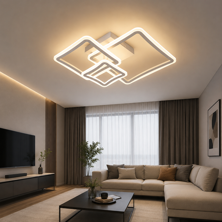 Lustra LED cu telecomanda, Model 6042-3, Alb, 120W